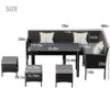 Modern Small Space Patio Furniture 7 Piece Outdoor Set With Waterproof Cushions - Blue / Gray - Image 3