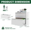 Premium 2 Drawer Metal Lateral File Cabinet With Lock, Steel Filing Cabinet For Home Office - White - Image 3