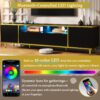 Modern TV Stand For TVs Up To 80", Entertainment Center With 2 Shelves And LED Lights, TV Storage Cabinet With 2 Drawers, 2 Cabinets And Metal Legs For Living Room - Black - Image 6
