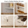 Rustic Movable Kitchen Island On Wheels With Storage & Power Outlet - White - Image 7