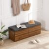 Shoe Storage Bench Entryway Shoe Cabinet Storage Ottoman With Padded Seat Cushion And Double Doors For Entryway, Hallway And Bedroom - Dark Gray - Image 12