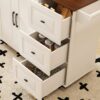 Kitchen Island Cart With Foldable Tabletop & Drop Leaf Mobile Breakfast Bar With Wood Top And Storage - White / Walnut - Image 12