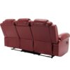 3 Pieces Recliner Sofa Sets Home Theater Seating Manual Recliner Chair With Center Console And Led Light Strip For Living Room - Wind Red - Image 16