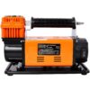 Heavy Duty 12V Air Compressor, Tire Inflator With Pressure Gauge, Compact Size - Black / Orange - Image 2