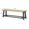 Farmhouse Modern Solid Wood Rattan Bench Multi Functional Design 59" Indoor & Covered Outdoor Bench - Walnut - Image 3