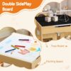 3 In 1 Kids Study Table & Chairs Set Multi Functional Activity Table With Detachable Blackboard Top - Natural Wood - Image 8