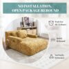 Chenille Interior Lazy Sofa Chaise Longue With Armrests And 3 Pillows - Yellow - Image 7