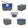 10 Piece Outdoor Sectional Half Round Patio Rattan Sofa Set, Wicker Conversation Furniture Set For Free Combination - Blue - Image 8
