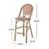 Outdoor Rattan French Barstool Set With Rust / Wicker And, Seat Height - Rust Red / White - Image 3