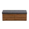Shoe Storage Bench Entryway Shoe Cabinet Storage Ottoman With Padded Seat Cushion And Double Doors For Entryway, Hallway And Bedroom - Dark Gray - Image 14