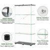 Modern Glass Display Cabinet With 4 Shelf Double Doors And Lock, Tempered Glass Bookshelf For Living Room - Black - Image 4