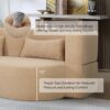 2 In 1 Convertible Sofa Bed, Full Size Folding Loveseat Couch With Soft Teddy Fabric, Floor Sofa Mattress With 2 Pillows, Space Saving Futon For Small Living Room, Dorm - Apricot - Image 8