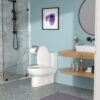 Modern Ceramic 1 Piece Toilet With Single Flush And Soft Closing Seat - White - Image 4