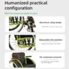 Premium Lightweight Foldable Sport Wheelchair All Body Sturdy & Comfortable 250Lbs Capacity Easy Folding 24" Sports Tires Perfect For Outdoor - Black / Green - Image 6