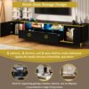 Modern TV Stand For TVs Up To 80", Entertainment Center With 2 Shelves And LED Lights, TV Storage Cabinet With 2 Drawers, 2 Cabinets And Metal Legs For Living Room - Black - Image 5