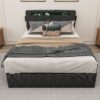 Queen Bed Frame With USB Charging, LED Lights & Storage Drawers Upholstered - Dark Gray - Image 2