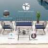Elegant Wicker Patio Furniture Set With Glass Table And Removable Cushion For Easy Cleaning - Blue - Image 6