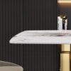 63" Artificial Stone Pandora White Curved Golden Metal Leg Dining Table, 6 People - Antique White / Gold - Image 7