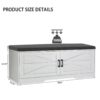 2 Tier Shoe Bench With Padded Seat, 2 Barn Doors And Adjustable Shelves, For Entryway And Living Room - White - Image 9