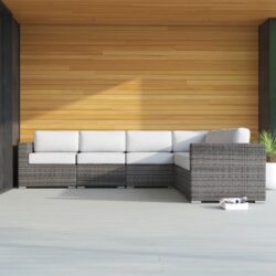 Luxurious Weather Resistant Wicker Patio Sectional - Gray Mix