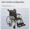 Innovative 6 Wheel Transport Wheelchair Lightweight Foldable Design With Dual Brakes Breathable Seat Anti Backflip Safety Perfect - Black / Silver - Image 12