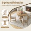 Farmhouse 5 Piece Dining Set With Extendable Round Table And Upholstered Chairs - Natural Wood Wash - Image 6