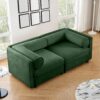 2 Seater Sofa With Storage Seat And Cylindrical Backrest Modern Fabric Loveseat - Green - Image 6