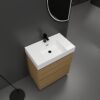 Modern Bathroom Vanity With Single Sink And Double Drawer, Freestanding Engineered Wood Cabinet - Oak - Image 4