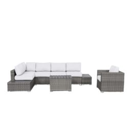 Weather Resistant 9 Piece Wicker Seating Group With Premium Cushions - Gray Mix