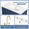 Elegant Vintage 36" Bathroom Vanity With Sink, Soft Closing Door, 4 Drawers Of Different Sizes Frame And Leg - Blue - Image 8