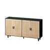 Elegant And Functional 4 Door Rattan Decorative Storage Cabinet For Bedroom, Living Room - Black - Image 7
