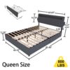 Queen Bed Frame With USB Charging, LED Lights & Storage Drawers Upholstered - Dark Gray - Image 3