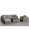 4 Person Outdoor Wicker Seating Set With Cushions, Patio Lounge Group - Gray Mix - Image 4