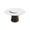 53.15" Modern Artificial Stone Round Panel Metal Iron Base Dining Table, Can Accommodate 6 People-23.62" Artificial Stone Turntable (Not Including Chairs) - White / Black - Image 3