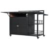 Outdoor Kitchen Island With Storage, Cooking Station, Grill Cart, Foldable Tabletop, And Bottle Opener - Dark Brown - Image 16