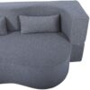 2 In 1 Convertible Sofa Bed, Full Size Folding Loveseat Couch With Soft Teddy Fabric, Floor Sofa Mattress With 2 Pillows, Space Saving Futon For Small Living Room, Dorm - Gray - Image 12