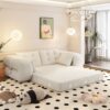Human Dog Bed, Lazy Sofa Couch, Multifunctional Foldable Sofa Bed, 3 In 1 Teddy Fabric Sleeper Sofa Bed For Living Room Guest Bed, Playroom - Beige - Image 7