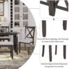 6 Piece Family Dining Room Set With Solid Wood Space Saving Foldable Table And 4 Chairs With Bench - Espresso - Image 10