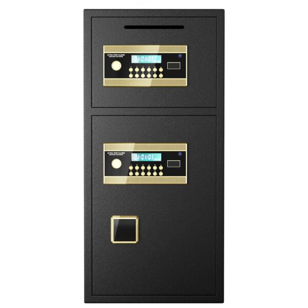 Large Double Door Coin Operated Safe, Digital Security Safe With Fireproof And Waterproof Bag, 7.0 Cubic Feet Safe Box With Hidden Code Function For Home, Office And Hotel - Black