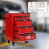 Rolling Metal Tool Chest With 4 Drawers, 20" Steel Storage Cabinet With Ball Bearing Slides - Red / Black - Image 8