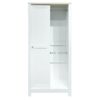 Modern Bedroom Storage Wardrobe With Hanging Rods, 2 Drawers, Open Shelves, Sliding Door - White - Image 9