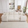 Multi Module Combination Style Sofa For Living Room And Other Lounge Spaces, Modern Minimalist Corduroy Combination Sofa With 2 Comfort Cushions With USB & C Charging Ports, 2 Sets - Beige - Image 22