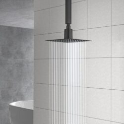 Ultra Thin 8" Square Rain Shower Head 304 Stainless Steel, Wall / Ceiling Mounted - Black