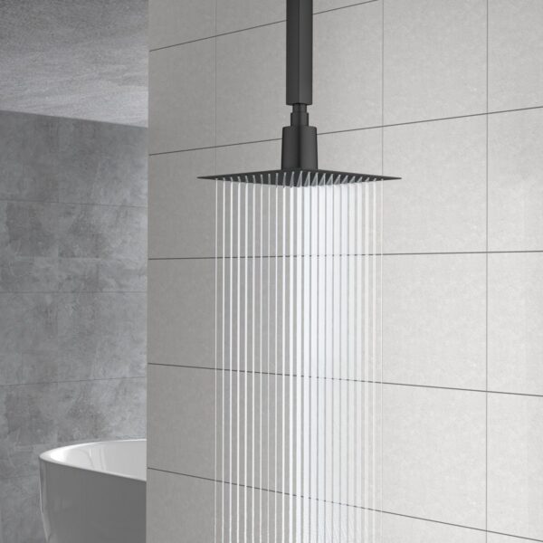 Ultra Thin 8" Square Rain Shower Head 304 Stainless Steel, Wall / Ceiling Mounted - Black