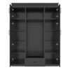 Hall Tree With Bench And 3 Hooks, Modern Entryway Storage Organizer Cabinet With 4 Doors, 1 Drawer And Adjustable Shelves For Hallway, Entryway, Living Room - Black - Image 11