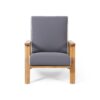 Patio Lounge Chair, Outdoor Club Chair - Dark Gray / Teak - Image 6