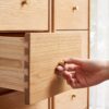 Free-Standing Corner Storage Cabinet For Living Room, Four Drawers - Solid Oak - Image 5