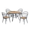 Contemporary Indoor Dining Set With Metal Legs, Birch, And Metal - Black / Natural - Image 5