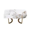63" Modern Artificial Stone Pandora White Curved Metal Leg Dining Table, 6 People - Antique White - Image 4