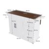 Kitchen Island Cart With Foldable Tabletop & Drop Leaf Mobile Breakfast Bar With Wood Top And Storage - White / Walnut - Image 3